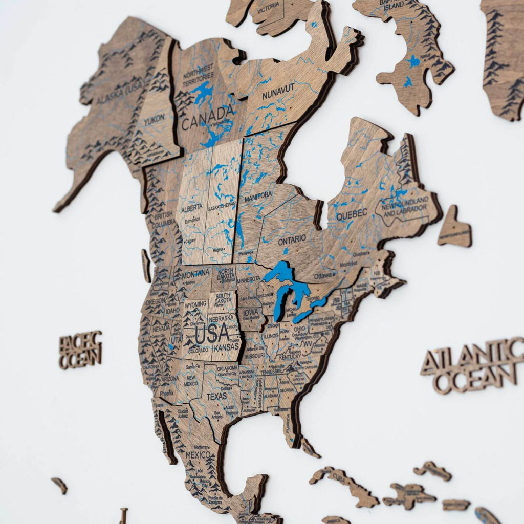 3D Wooden World Map Terra Enjoy The Wood