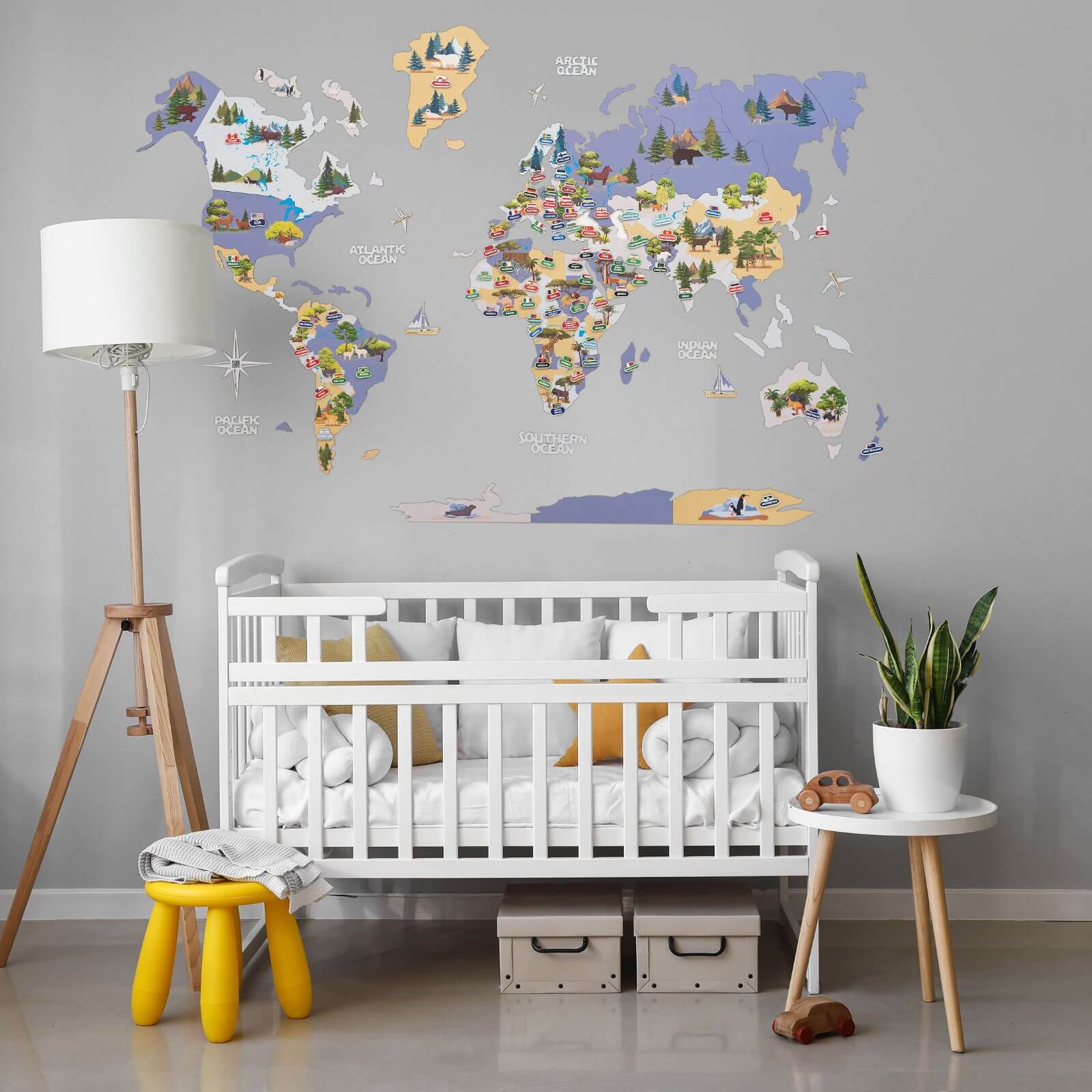 Kids World Map Khaki - SJB-DIAMOND ELITES