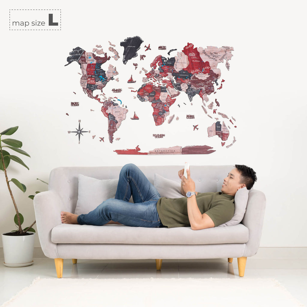 3D Wooden World Map Cliff Enjoy The Wood