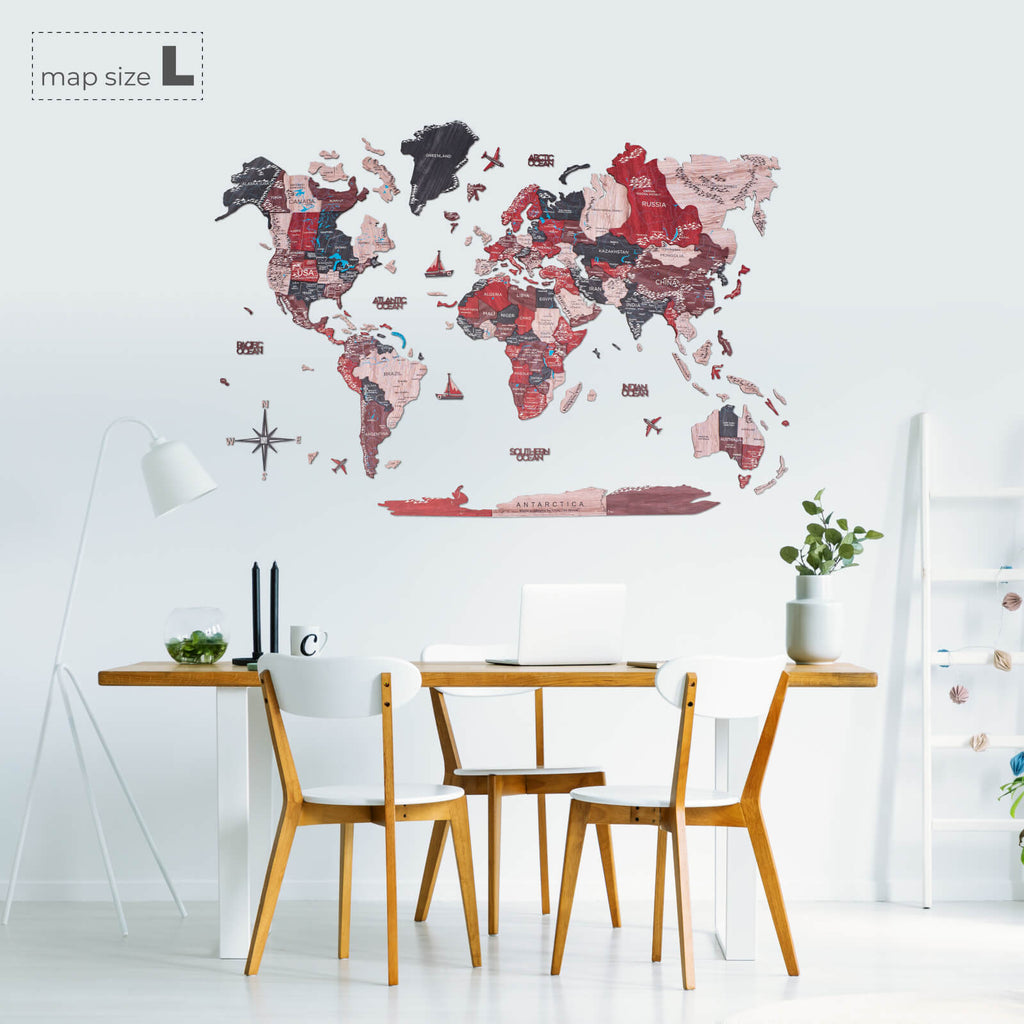 3D Wooden World Map Cliff Enjoy The Wood
