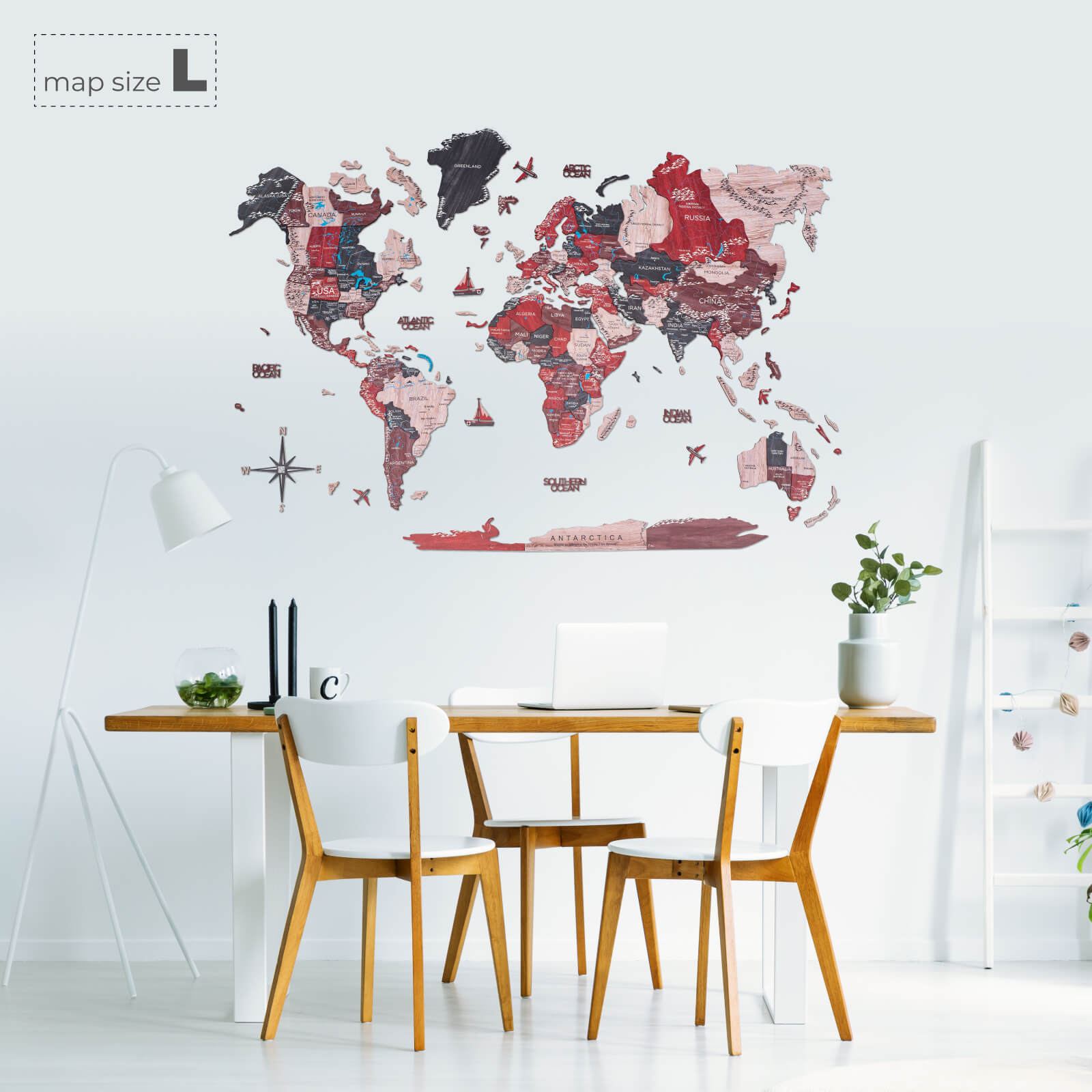 3D Wooden World Map Cliff Enjoy The Wood