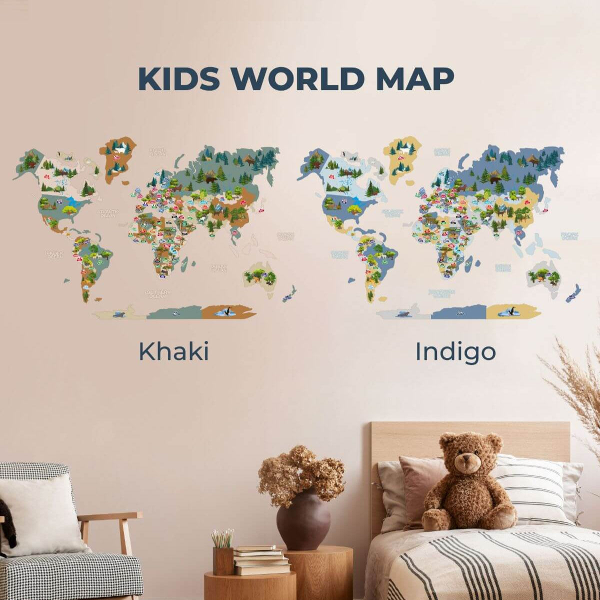 Kid's Wall Map Khaki - SJB-DIAMOND ELITES