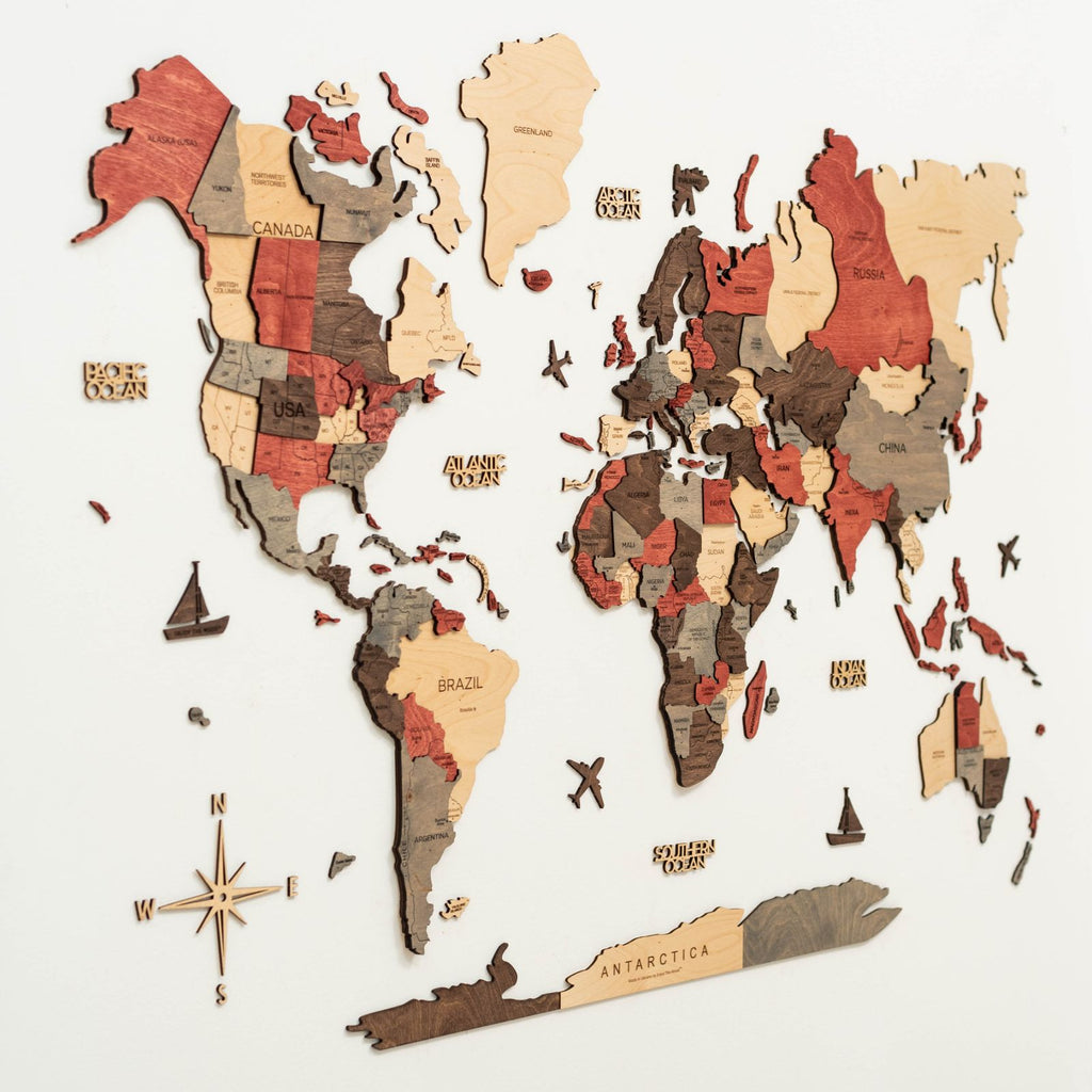 3D Wooden World Map Fusion Enjoy The Wood