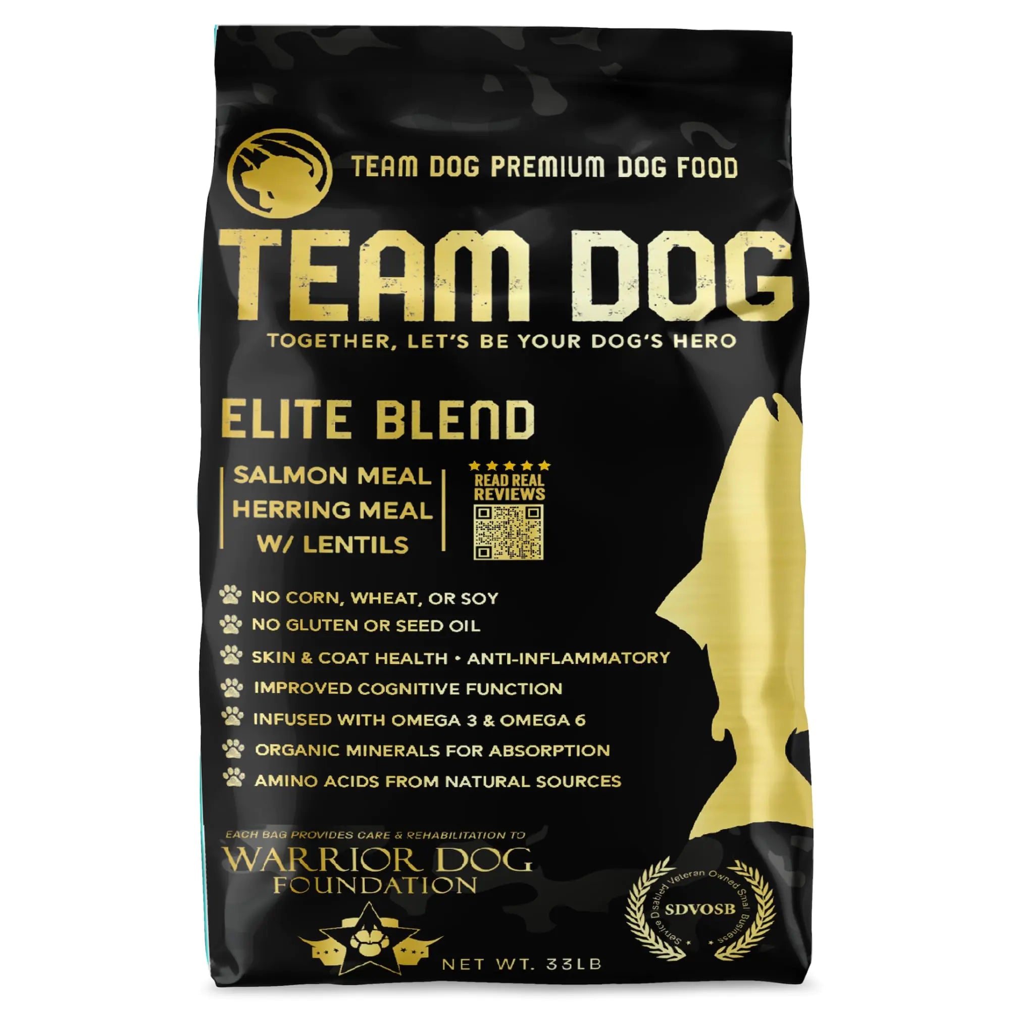Team Dog Elite Blend Salmon Dog Food with Herring & Lentils | High Protein Dog Food for Sensitive Stomachs & Skin | Chicken Free Gluten Free GMO Free No Corn Wheat or Soy (33 lb Dry Dog Food) Lootquake LLC