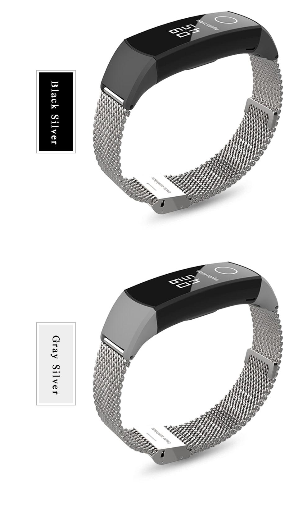 Wrist Strap Smart Wristband Metal Bracelet Band Compatible With Smart Watch Adjustable Stainless Steel Loop Mesh Magnetic Strap Replacement Wristbands Bracelet Fitness And Wellness Tracker For Women Men Stevvex