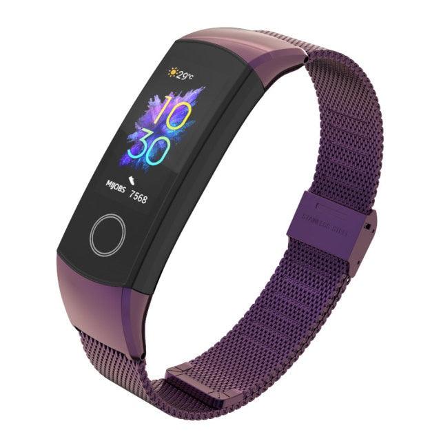 Wrist Strap Smart Wristband Metal Bracelet Band Compatible With Smart Watch Adjustable Stainless Steel Loop Mesh Magnetic Strap Replacement Wristbands Bracelet Fitness And Wellness Tracker For Women Men Stevvex