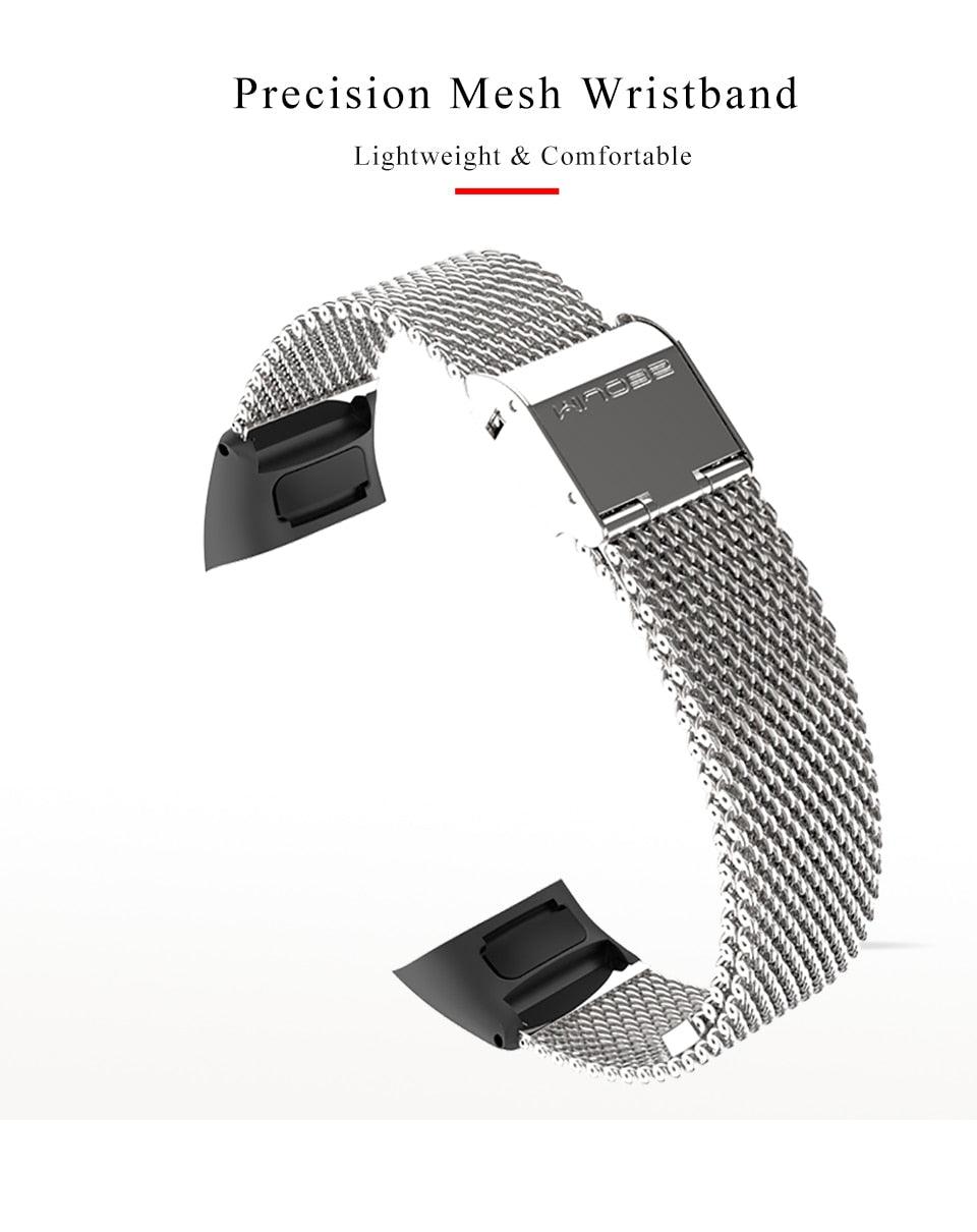 Wrist Strap Smart Wristband Metal Bracelet Band Compatible With Smart Watch Adjustable Stainless Steel Loop Mesh Magnetic Strap Replacement Wristbands Bracelet Fitness And Wellness Tracker For Women Men Stevvex