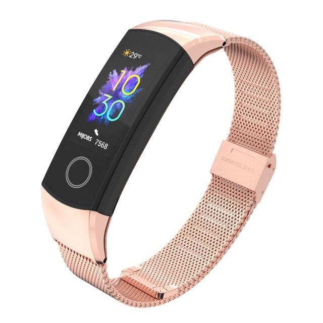 Wrist Strap Smart Wristband Metal Bracelet Band Compatible With Smart Watch Adjustable Stainless Steel Loop Mesh Magnetic Strap Replacement Wristbands Bracelet Fitness And Wellness Tracker For Women Men Stevvex