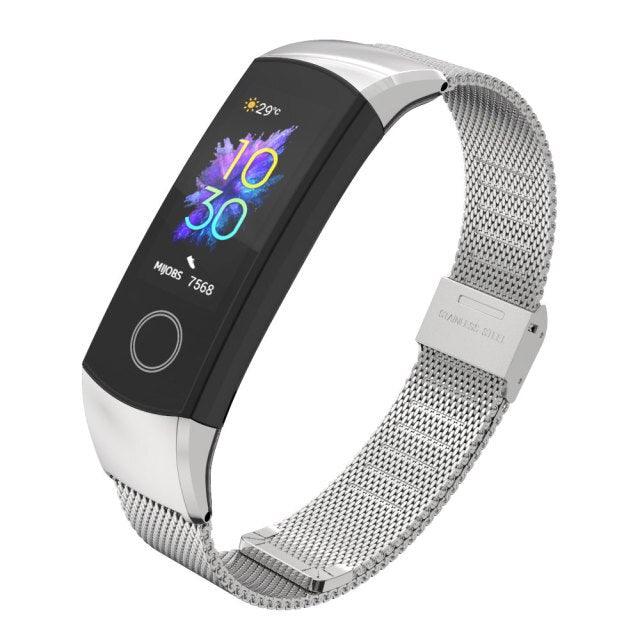 Wrist Strap Smart Wristband Metal Bracelet Band Compatible With Smart Watch Adjustable Stainless Steel Loop Mesh Magnetic Strap Replacement Wristbands Bracelet Fitness And Wellness Tracker For Women Men Stevvex