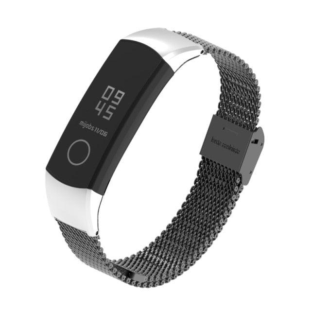 Wrist Strap Smart Wristband Metal Bracelet Band Compatible With Smart Watch Adjustable Stainless Steel Loop Mesh Magnetic Strap Replacement Wristbands Bracelet Fitness And Wellness Tracker For Women Men Stevvex