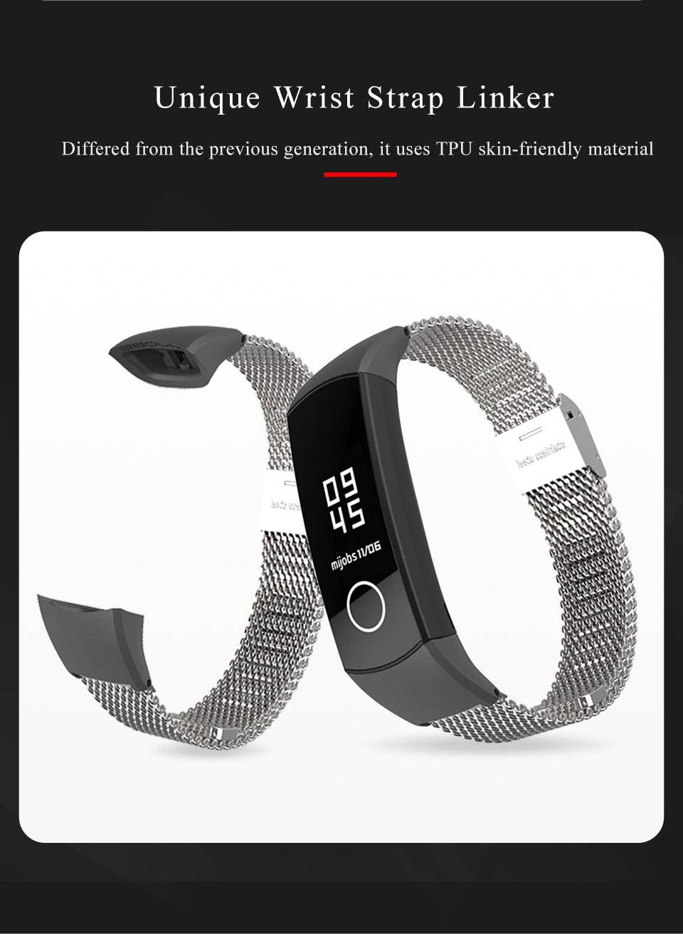 Wrist Strap Smart Wristband Metal Bracelet Band Compatible With Smart Watch Adjustable Stainless Steel Loop Mesh Magnetic Strap Replacement Wristbands Bracelet Fitness And Wellness Tracker For Women Men Stevvex