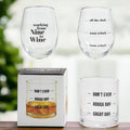 Whiskey Or Wine Stemless Glass Gift Set With Funny Barware Saying And Gift Box For Wine Lovers BandsCo Straps