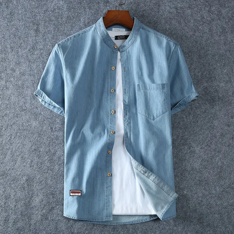 Plus Size Denim Shirt Men Pi-Mart