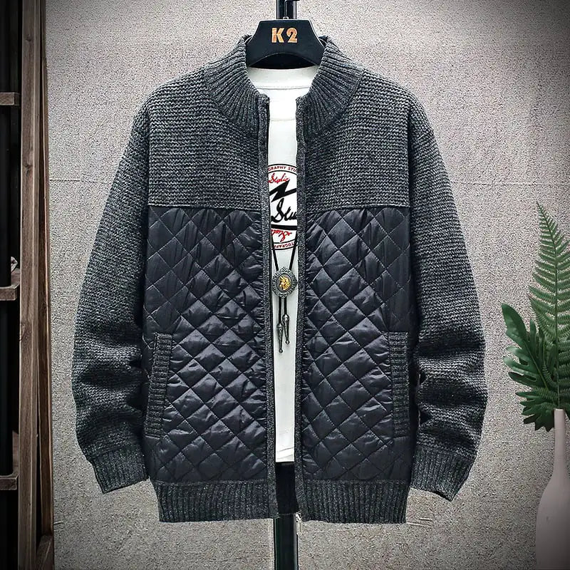 Thick Plush Stitched Sweater Jacket Pi-Mart