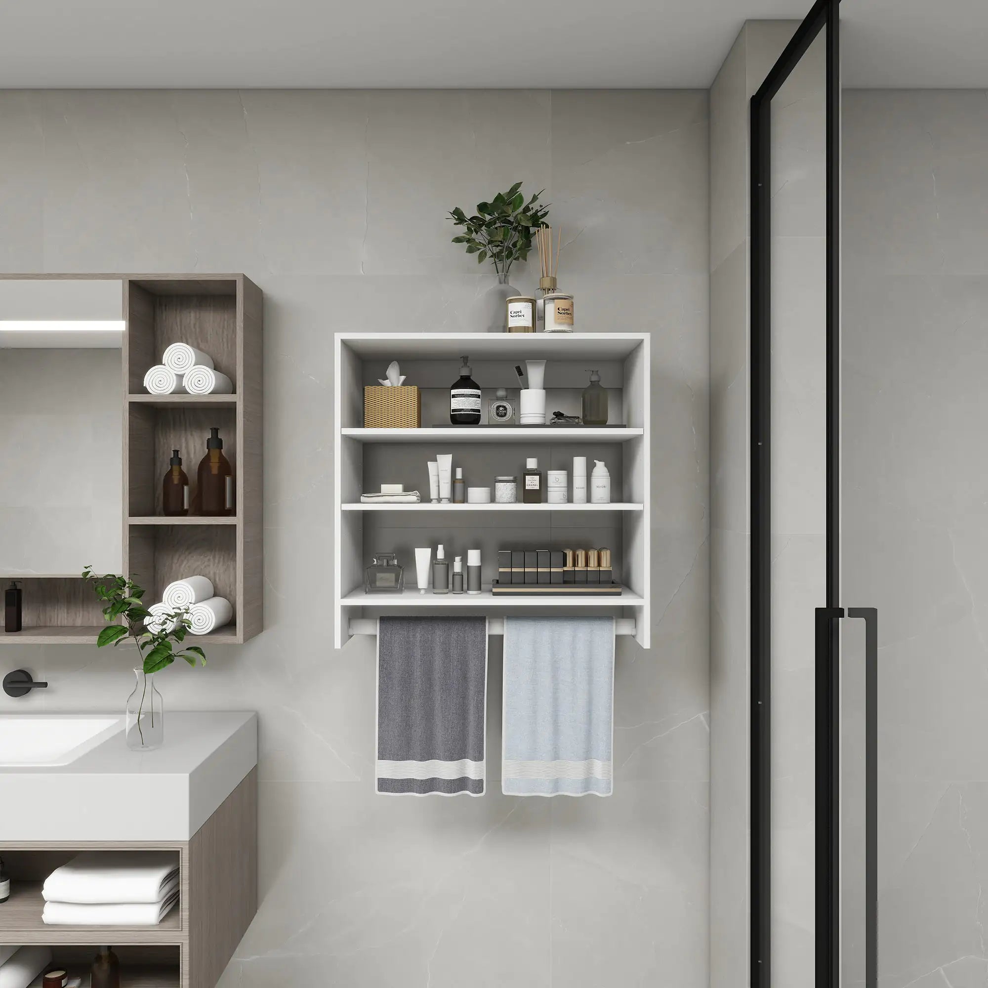 B1 Closet Organizer System: Wall Mounted Closet Organizers and Storage Walk in Closet System Closet Rack and Shelving Modern Closet Storage for Bedroom 31.49''W x 16.04''D x 31.49''H Pi-Mart