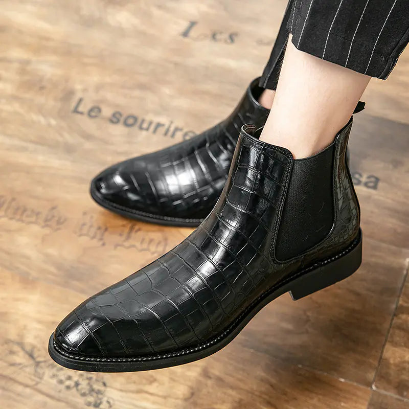 Men's Fashion Chelsea Boots - High-Top Leather Ankle Boots Pi-Mart