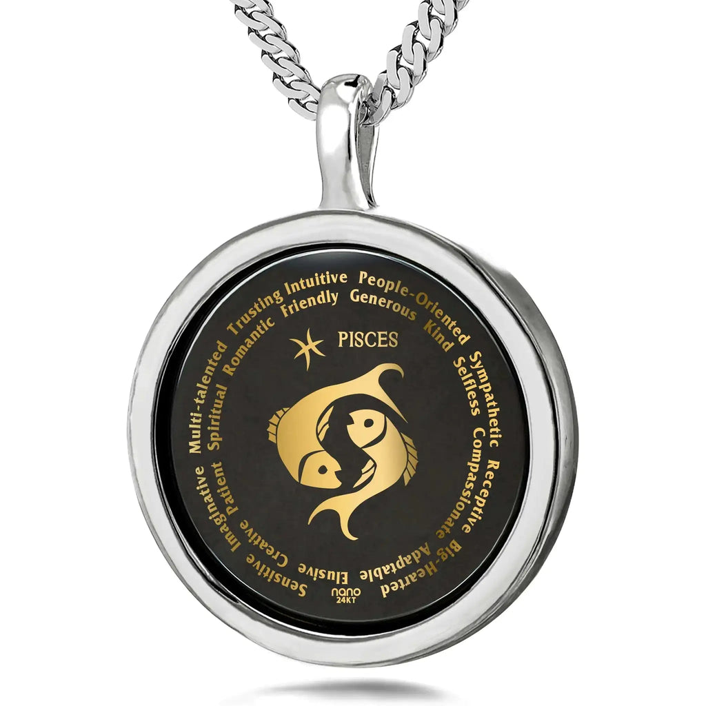 Pisces Necklaces for Lovers of the Zodiac 24k Gold Inscribed Lootquake LLC