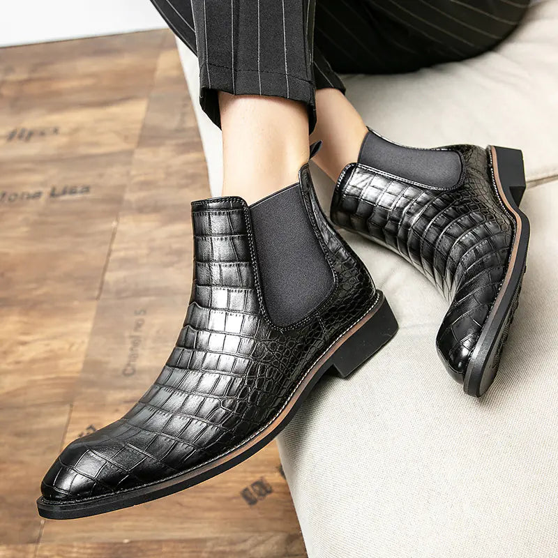 Men's Fashion Chelsea Boots - High-Top Leather Ankle Boots Pi-Mart