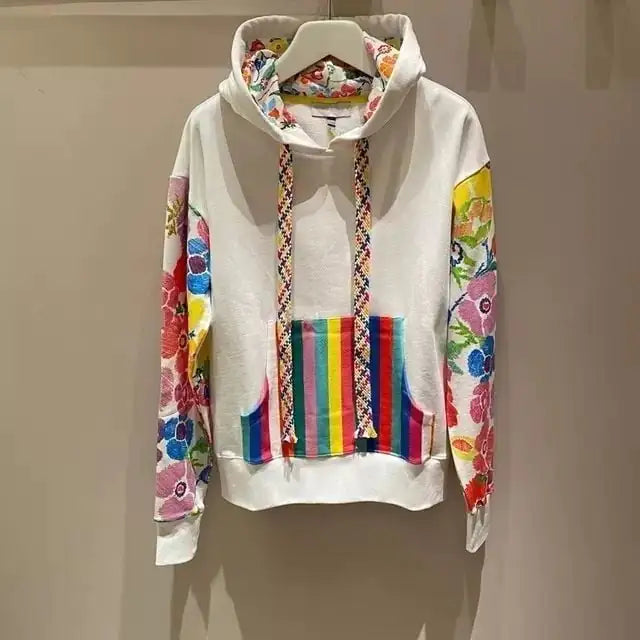 Fashionable Women's Printed Waffle Sweatshirt Pi-Mart