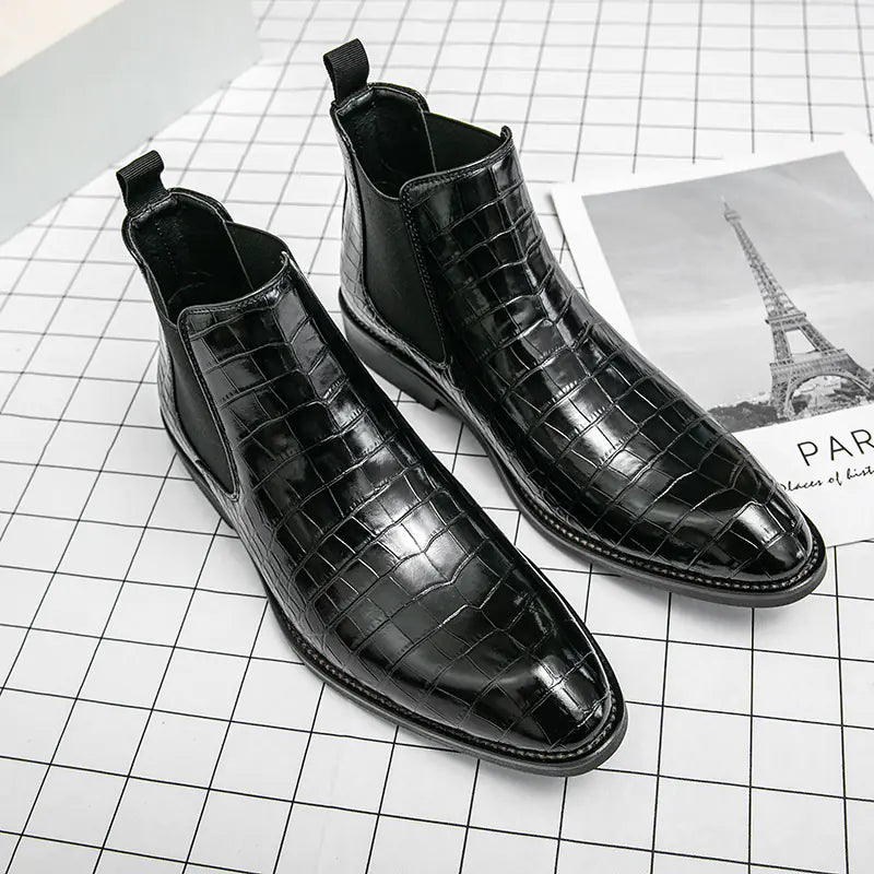 Men's Fashion Chelsea Boots - High-Top Leather Ankle Boots Pi-Mart