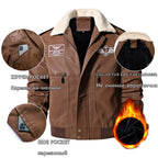Men's Vintage Brown Bomber Leather Jacket for Winter Pi-Mart