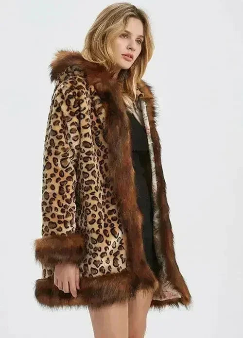 Leopard Print Jacket – Faux Fur Collar Coat | XS-M - SJB-DIAMOND ELITES