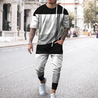 Men's Summer Tracksuit Stripe Print T-shirt Trousers Set Pi-Mart