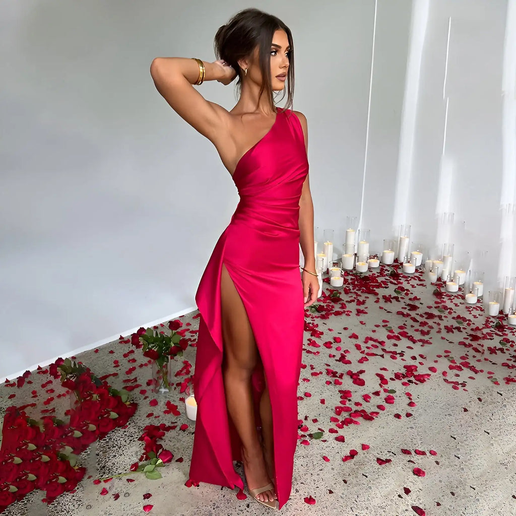 Satin Split-Kleid Pi-Mart