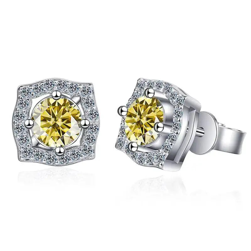 Sterling Silver Moissanite 1ct Stud Earrings Sterling 925 Lab-Created Diamond BandsCo Straps