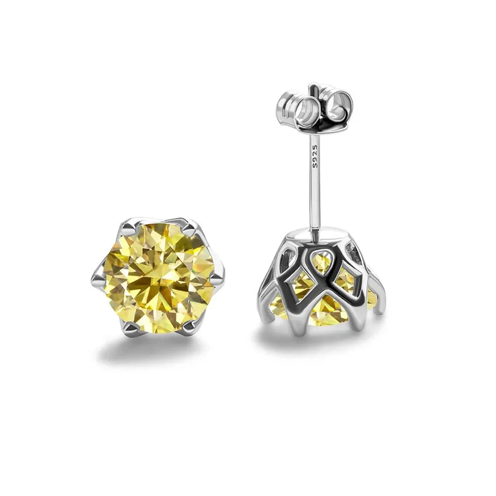 Pink Royal Blue Moissanite Stud Earrings S925 Sterling Silver 0.5 1 2 Ct Bride BandsCo Straps