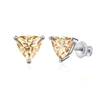 Yellow Moissanite Trillion Stud Earrings 5x5mm 0.5ct 925 Silver Screw Back BandsCo Straps