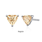 Yellow Moissanite Trillion Stud Earrings 5x5mm 0.5ct 925 Silver Screw Back BandsCo Straps