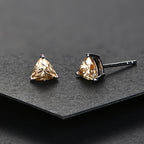 Yellow Moissanite Trillion Stud Earrings 5x5mm 0.5ct 925 Silver Screw Back BandsCo Straps
