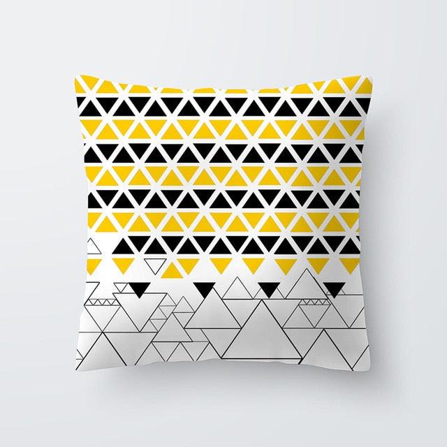 Yellow Pillow Case Cushion Cover Geometric Polyester Pillowcase Home Decorative Yellow Grey Modern Pillow Covers Beautiful Pattern Linen Square Pillow Case For Sofa Couch 45x45CM