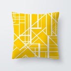 Yellow Pillow Case Cushion Cover Geometric Polyester Pillowcase Home Decorative Yellow Grey Modern Pillow Covers Beautiful Pattern Linen Square Pillow Case For Sofa Couch 45x45CM