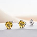 Pink Royal Blue Moissanite Stud Earrings S925 Sterling Silver 0.5 1 2 Ct Bride BandsCo Straps