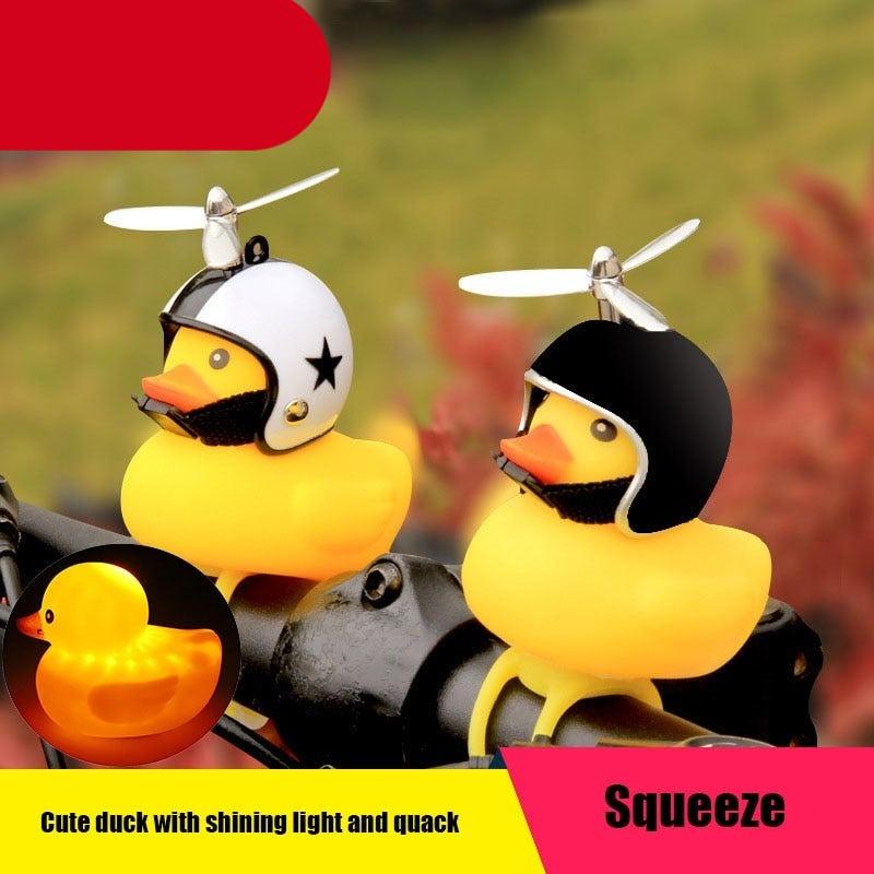 Yellow Small Bike Duck Bicycle Bell Luminous Normal Duck Ducky Bicycle Airscrew Helmet Wind Motor Riding Cycling Lights Horn Rubber Duck Helmet Bike Horn Bell Car Decoration Bicycle Horn Stevvex