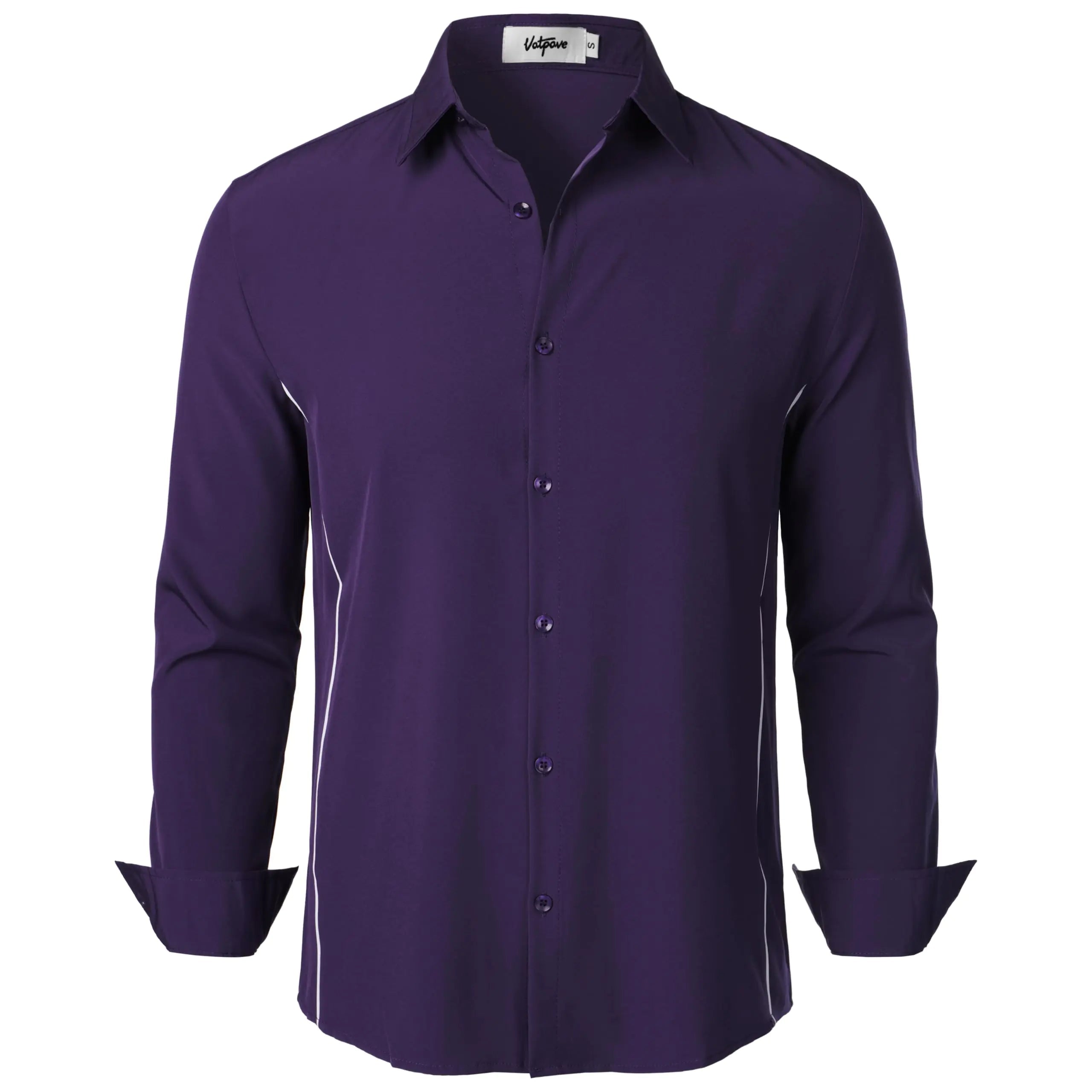 VATPAVE Mens Stretch Dress Shirts Business Formal Shirts Long Sleeve Slim Fit Button Down Shirts Wedding Prom Shirts Small Dark Purple Lootquake LLC
