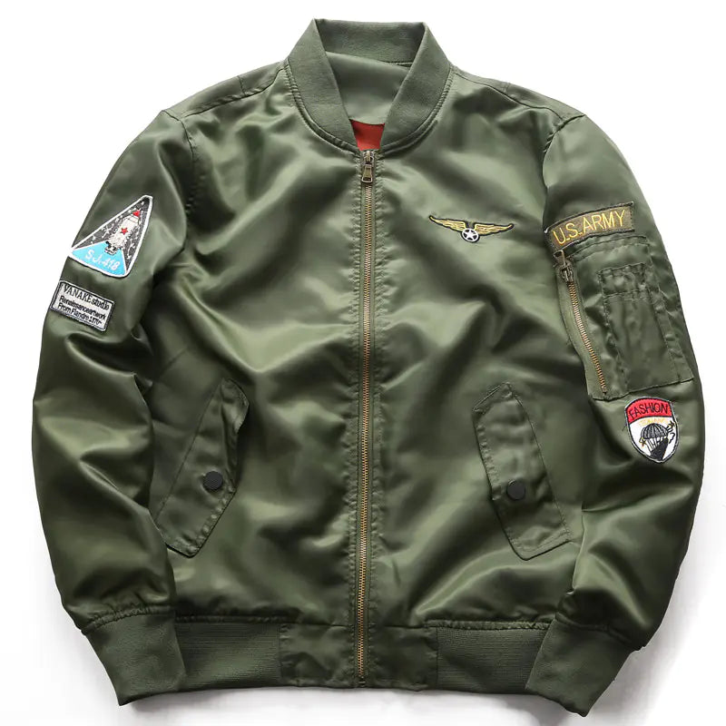 Men's Casual Stand Collar Jacket, Pilot Jacket