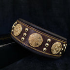 The "Maximus" collar 2.5 inch wide brown & gold - SJB-DIAMOND ELITES