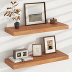 Floating Shelves for Wall USA-Sourced Cherry Wood 24 Inch Wall Shelves Set of 2 Natural Wooden Wall Mounted Picture Ledge Shelf Nursery Book Storage Shelf Kids Bookshelf Display Shelf for Bathroom Lootquake LLC