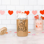You Give Me All The Feels 20oz Glass Cup With Bamboo Lid Cute Gift BandsCo Straps
