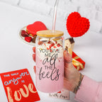 You Give Me All The Feels 20oz Glass Cup With Bamboo Lid Cute Gift BandsCo Straps