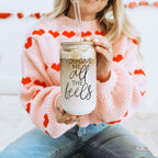 You Give Me All The Feels 20oz Glass Cup With Bamboo Lid Cute Gift BandsCo Straps