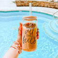 You Give Me All The Feels 20oz Glass Cup With Bamboo Lid Cute Gift BandsCo Straps
