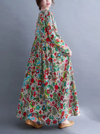 Floral Print Long Sleeve Dresses Pi-Mart