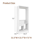 305 GreyCloset System: Walk-in Closet Organizer System with 4 Drawers Closet Kit with Shelves Hanging Rod Metal Handles Built-in Storage Organization 31.5"W x 15.7"D x 70.8"H Pi-Mart
