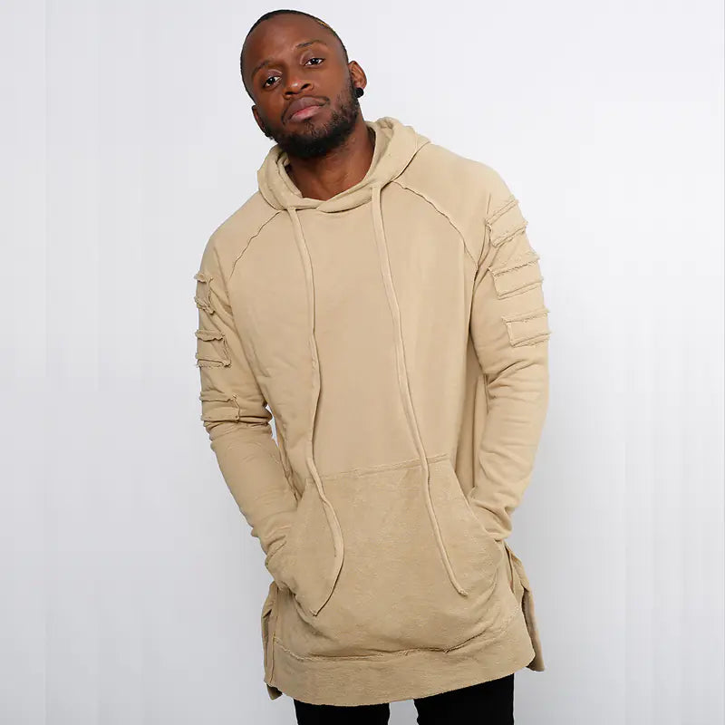 Long Hoodie, Hip Hop Hoodie, Outerwear Sweatshirt Pi-Mart