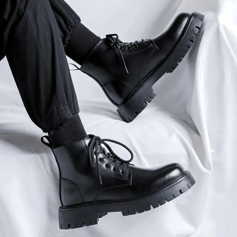 Men's Chelsea Ankle Boots - High-Top Leather Martin Boot Pi-Mart
