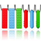 Chew Necklaces for Sensory Kids Chewy Necklaces for Autism and ADHD 6 Pack Silicone Pendants Chewies for Baby Teething Chewing Necklaces for Toddler Boys and Girls
